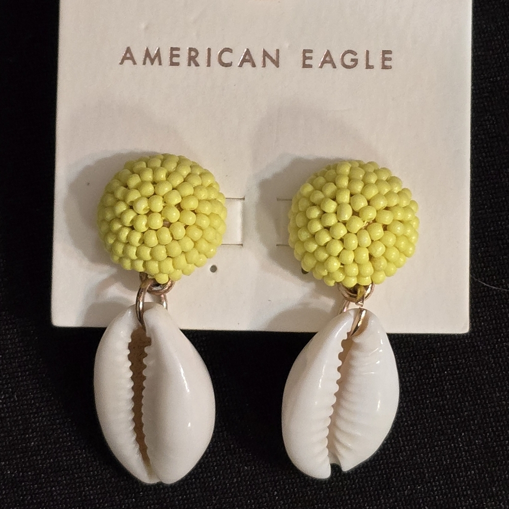American Eagle Yellow and White Earrings